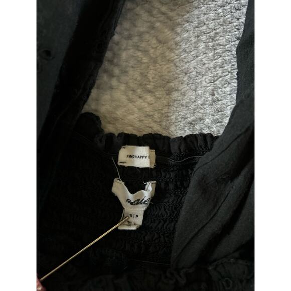 Aerie Spring Fling Eyelet Black Crossover Halter Mini Lined Dress Size Small - Picture 12 of 13